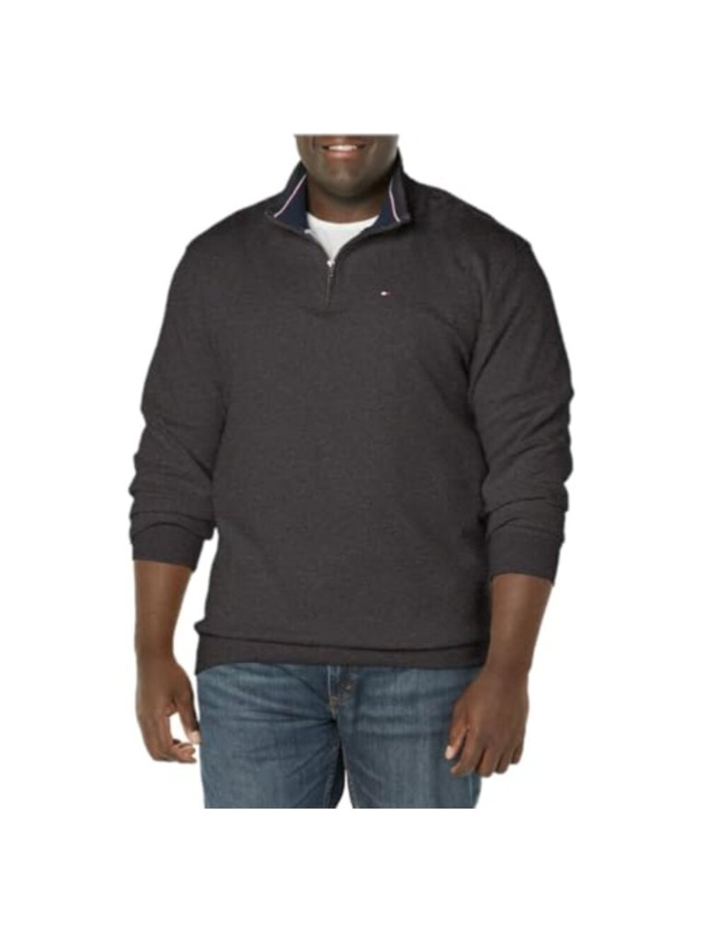 Mens 100% Cotton Quarter Zip Mock Neck Pullover Sweatshirt